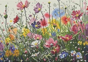 Eiazuiks Stamping Cross Stitch Kit, Counting Cross Stitch Kit for Adult Beginners, Full Line DIY Cross Stitch Stitching Kit for Home Decor Flowers Cross Stitch Patterns 12x16 inches