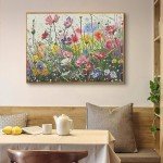 Eiazuiks Stamping Cross Stitch Kit, Counting Cross Stitch Kit for Adult Beginners, Full Line DIY Cross Stitch Stitching Kit for Home Decor Flowers Cross Stitch Patterns 12x16 inches