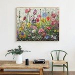 Eiazuiks Stamping Cross Stitch Kit, Counting Cross Stitch Kit for Adult Beginners, Full Line DIY Cross Stitch Stitching Kit for Home Decor Flowers Cross Stitch Patterns 12x16 inches