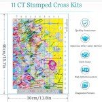 Eiazuiks Stamping Cross Stitch Kit, Counting Cross Stitch Kit for Adult Beginners, Full Line DIY Cross Stitch Stitching Kit for Home Decor Flowers Cross Stitch Patterns 12x16 inches