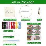 DIY Punch Needle Kits for Beginners Cute Cartoon Highland Cow with Daisy Flower with Hoop Embroidery Punch Needle Starter Craft Set Easy for Adults and Children Festival Gift and Decoration 20x20cm-1