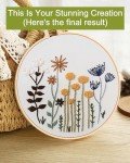 Santune 3 Sets Embroidery Kit,Cross Stitch Kits for Beginners,Needlepoint Set for Adults with Easy Stamped Floral Pattern Fabric Hand Crafts,Hoop,Needle,Women DIY Hanging Plants,Sewing Hobby