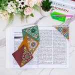 WIVICO 4 Pcs Diamond Art Painting Bookmarks,DIY Diamond Art Bookmarks for Book Lovers, Triangle Making Corner Bookmark Kits for Kids Adults(Mandala)
