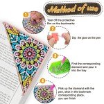 WIVICO 4 Pcs Diamond Art Painting Bookmarks,DIY Diamond Art Bookmarks for Book Lovers, Triangle Making Corner Bookmark Kits for Kids Adults(Mandala)