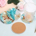 UPINS Ocean Diamond Art Painting Coaster Kit, 8Pcs DIY Crafts Kit with Holder, Non Slip Coaster Art Supplies for Adults, Ideal Christmas Gift