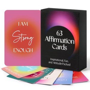 Affirmation Cards for Women, 63 Unique Positive Affirmation Cards, Daily Affirmations for Inspiration, Mindfulness, & Self-Care Gifts for Women