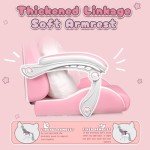PUKAMI Pink Gaming Chair Cute with Cat Ears and Cat Paw Lumbar Cushion, Ergonomic Computer Chair for Girl with Footrest and Headrest, Comfortable Reclining PC Game Chair for Adult, Teen, Pink