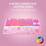 Razer Ornata V3 TKL Gaming Keyboard: Low-Profile Keys - Mecha-Membrane Switches - UV-Coated Keycaps - Backlit Media Keys - 8-Zone RGB Lighting - Magnetic Wrist Wrest - Hello Kitty & Friends Edition