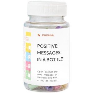 50 Positive Messages in a Bottle - Unique Stress Relief and Wellness Gifts for Men and Women - Desk Accessories for Meditation and Self Care - Xmas Gifts