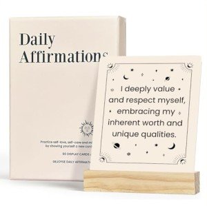 Gejoyse 60 Intelligent Change Mindful Affirmation Cards for Women with Display Stand Inspirational Motivational Positive Daily Cards for Women Spiritual Self Care Gifts for Womens Friend Her