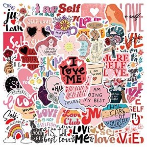 Eikecy Self Love Gifts Sticker Pack 50PCS, Self Care for Girls Women Teens Vinyl Positive Affirmation for Water Bottles Laptop Scrapbook