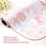 Kuitmor Kawaii Anime Mouse Pad Cute Gaming Mouse Pad,Non-Slip Waterproof Desk Mat for Keyboard,Durable Large Extended Mouse Pad with Bowknot Edge for Office Gaming - FlowerCat