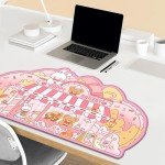 PERFECTSIGHT Bear Bakery Mouse Pad, Cute Bunny Cartoon Desk Mat for Women Girls Kids, Kawaii Keyboard Computer Large Gaming Mouse Pad, Full Desk Mousepad Non Slip Writing Pad for Office Home 31x 15