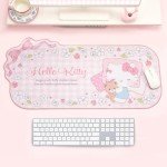 Kuitmor Kawaii Anime Mouse Pad Cute Gaming Mouse Pad,Non-Slip Waterproof Desk Mat for Keyboard,Durable Large Extended Mouse Pad with Bowknot Edge for Office Gaming - FlowerCat