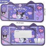 Large Mouse Pad Cute Desk Mat for Keyboard and Mouse, Kawaii Desk Accessories Anime Thicken Pink Desk Mat for Gaming or Home Office Work (Black)