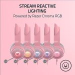 Razer Kraken Kitty V2 USB Wired Headset: Chroma RGB Kitty Ears - Stream Reactive Lighting - HyperClear Cardioid Mic - 40 mm Drivers - 7.1 Surround Sound - Comfortable Ear Cushions - Quartz Pink