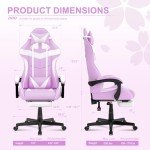 Soontrans Light Purple Gaming Chair with Footrest,Lovely Cute Bunny Computer Gamer Chair,Kawaii Desk Chair for Granddaughter,Sister,Girlfriend,Wife and Love