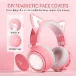 SOMIC Cat Ear Headphones, 2.4G/Bluetooth Wireless Gaming Headset for PS5, PS4, PC with RGB Lights and Retractable Mic, 10Hrs Playtime, 7.1 Surround Sound for Laptop, Smartphone-GS510 Pro - Pink