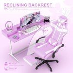 Soontrans Light Purple Gaming Chair with Footrest,Lovely Cute Bunny Computer Gamer Chair,Kawaii Desk Chair for Granddaughter,Sister,Girlfriend,Wife and Love