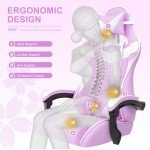 Soontrans Light Purple Gaming Chair with Footrest,Lovely Cute Bunny Computer Gamer Chair,Kawaii Desk Chair for Granddaughter,Sister,Girlfriend,Wife and Love