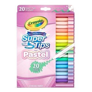 CRAYOLA Pastel- Super Tips Washable Medium Tip Markers - Pack of 20, for School and Leisure, Assorted Colours Pastel