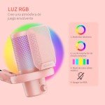 FEELWORLD VM1 Pink Gaming PC USB Microphone Condenser Mic with Noise Cancellation Mute RGB Light, Computer Accessories for Gamer YouTube Twitch Podcast Streaming Recording Online Chat PS4 PS5