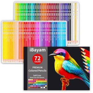 iBayam 72 Colors Colored Pencils for Adults Relaxation Coloring Books, Back to School Supplies for Kids, Drawing Sketching Doodling Pencils, Stationery Kids Art Kits for Preppy School Classroom Gift