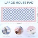 iCasso Pink Mouse Pad,Cute Desk mat Design with Irregular Edges,Extended Large Gaming Mousepad XXL,Soft Lycra Surface Keyboard Mat 15.7X35.4 Inches, Non-Slip Rubber Base Desk Pad for Home Office