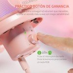 FEELWORLD VM1 Pink Gaming PC USB Microphone Condenser Mic with Noise Cancellation Mute RGB Light, Computer Accessories for Gamer YouTube Twitch Podcast Streaming Recording Online Chat PS4 PS5