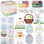 Easter Fuse Bead Kit, 8,000 Pieces (12 Colors)- 8 Unique Bunny & Egg Designs -DIY Gifts -Works w Perler Beads, Art Craft Project, Kids Party Activity