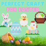 Easter Fuse Bead Kit, 8,000 Pieces (12 Colors)- 8 Unique Bunny & Egg Designs -DIY Gifts -Works w Perler Beads, Art Craft Project, Kids Party Activity