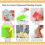 8 Pcs Succulent Diamond Art Coasters Kit - DIY 5D Small Diamond Painting Coasters with Holder, Mini Diamond Art Kits for Adults Coasters, Gem Art Arts and Crafts for Adults