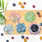 8 Pcs Succulent Diamond Art Coasters Kit - DIY 5D Small Diamond Painting Coasters with Holder, Mini Diamond Art Kits for Adults Coasters, Gem Art Arts and Crafts for Adults