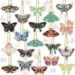 FairySandy 20 Pcs Butterfly Diamond Painting Keychains Kits Diamond Art Keychain 5d Butterfly Diamond Key Chain Spring Summer Diamond Hanging Ornaments Key Ring for Adults Beginners DIY Crafts Decor