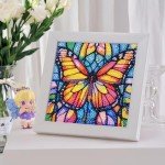 DIYGEMDOT Butterfly Diamond Painting Kit for Kids with Wooden Frame, 5D Diamond Art Gem Painting for Beginners, Gem Art Crafts and Gifts for Girls and Boys Ages 4-5-6-7-8-9-10-11-12 (7X7 Inches)