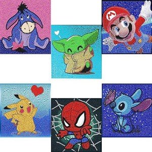 LWZAYS 6 Pieces Diamond Painting Kits for Kids Diamond Art Gem by Number Kits Arts and Crafts for Kids Ages 8-12 Mosaic DIY Full Drill Painting Kits for Home Wall Decor 6" X 6"