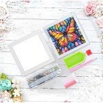 DIYGEMDOT Butterfly Diamond Painting Kit for Kids with Wooden Frame, 5D Diamond Art Gem Painting for Beginners, Gem Art Crafts and Gifts for Girls and Boys Ages 4-5-6-7-8-9-10-11-12 (7X7 Inches)