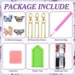FairySandy 20 Pcs Butterfly Diamond Painting Keychains Kits Diamond Art Keychain 5d Butterfly Diamond Key Chain Spring Summer Diamond Hanging Ornaments Key Ring for Adults Beginners DIY Crafts Decor