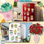Remuuly 30 Pcs Diamond Painting Magnets Spring Diamond Art Magnet Kits for Adults Summer Animal Flower Cupcake Cow Rhinestones Refrigerator Stickers for Fridge DIY Crafts Toy Gifts(Spring)