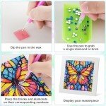 DIYGEMDOT Butterfly Diamond Painting Kit for Kids with Wooden Frame, 5D Diamond Art Gem Painting for Beginners, Gem Art Crafts and Gifts for Girls and Boys Ages 4-5-6-7-8-9-10-11-12 (7X7 Inches)