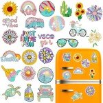 ZYNERY 24 Pcs Summer Magnets, Refrigerator Magnets Sunflower Beach Art, Mini Diamond Painting Kits, Decorative Magnets 5D Diamond Painting for Adults Home Decor DIY Crafts Gift