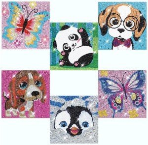 CHWGLFGG 6 Pack Diamond Painting Kits Beginners,5D DIY Diamond Art Kit for Kids 6-8-9-10-12 Girls Boys,Cute Animals Big Gem Art and Crafts,Easy Small Full Drill Painting Kits for Wall Decor 6" X 6"