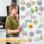 ZYNERY 24 Pcs Summer Magnets, Refrigerator Magnets Sunflower Beach Art, Mini Diamond Painting Kits, Decorative Magnets 5D Diamond Painting for Adults Home Decor DIY Crafts Gift