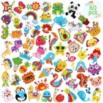 GWAHSA 60pcs 5D Diamond Art Stickers Arts and Crafts Creative Gem Art Paint by Number Kits for Kids Ages 4-6 6-8 8-12 Boys Girls DIY Mosaic Stickers Toys for Birthday Party Halloween Christmas Gifts