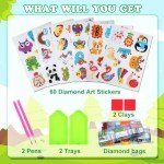 GWAHSA 60pcs 5D Diamond Art Stickers Arts and Crafts Creative Gem Art Paint by Number Kits for Kids Ages 4-6 6-8 8-12 Boys Girls DIY Mosaic Stickers Toys for Birthday Party Halloween Christmas Gifts