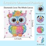 AOSGEDY 4 Pieces Cartoon Diamond Art Kits for Kids, Cute Animals DIY Diamond Art Painting for Adults Beginner, Kids' Mosaic Kits 5D Full Round Drill Gem Art for Home Wall Decor Kids 6X6 inch