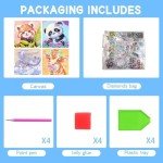 KYOQFVN 4 Pack Diamond Art Kits for Kids - Arts and Crafts for Kids Ages 8-12 - Crafts for Girls 8-12, Full Drill Gem Art Small Diamond Art Painting, 5D Mini Diamond Art, for Home Wall Decor 6x6 Inch