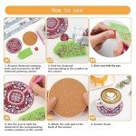 Muzagroo Art Diamond Painting Coasters Kits with Holder Monet Diamond Art Kits for Beginners Stress-reducing Handicrafts Paint by Diamond 8 PCS Coaster Art (Monet)