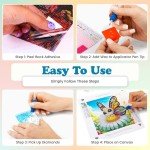 Modern Merch Small Diamond Art Packs Butterfly Deer & Penguin, Animal Diamond Dots for Adults, Jewel Art Painting Kits, Mini Gem Arts and Crafts for Adults, Round Drill 3 Pack Partial Drill