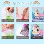 AOSGEDY 4 Pieces Cartoon Diamond Art Kits for Kids, Cute Animals DIY Diamond Art Painting for Adults Beginner, Kids' Mosaic Kits 5D Full Round Drill Gem Art for Home Wall Decor Kids 6X6 inch